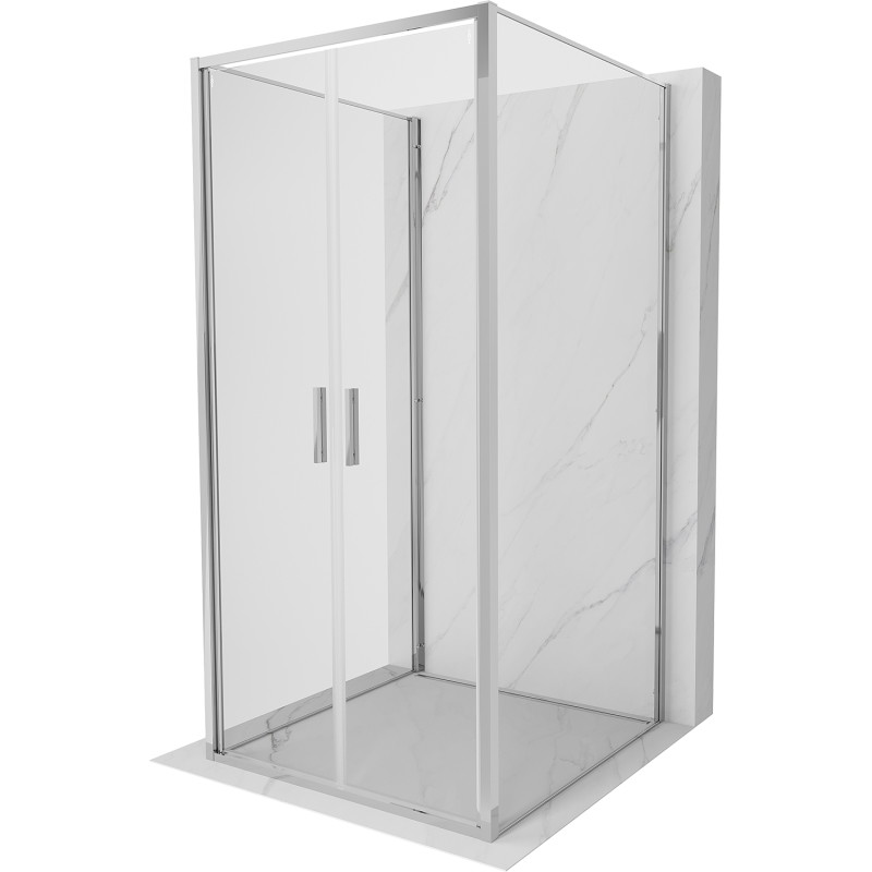 Mexen Exo-B Duo 3S 3-walled shower enclosure with hinged door 80 x 80 cm, transparent, chrome - 814-080-080-01-00-3S