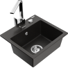 Mexen Milo 1-chamber granite sink with Rita kitchen faucet, black/gold metallic - 6505-75-670300-00