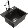 Mexen Milo 1-compartment granite sink with a kitchen mixer tap Rita, Black/Gold metallic - 6505-75-670300-00