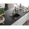 Mexen Milo single-bowl granite sink with Rita kitchen tap, black/gold metallic - 6505-75-670300-50