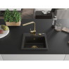 Mexen Milo 1-bowl granite sink with Rita kitchen faucet, black/gold metallic - 6505-75-670300-50