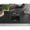 Mexen Milo single-bowl granite sink with Rita kitchen tap, black/gold metallic - 6505-75-670300-50