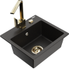 Mexen Milo 1-compartment granite sink with a kitchen mixer tap Rita, Black/Gold metallic - 6505-75-670300-50