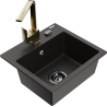 Mexen Milo 1-compartment granite sink with a kitchen mixer tap Rita, Black/Gold metallic - 6505-75-670300-50-B