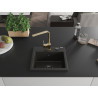 Mexen Milo granite sink 1-bowl with Rita kitchen faucet, black/gold metallic - 6505-75-670300-50-B