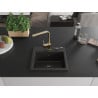 Mexen Milo granite sink single bowl with Rita kitchen tap, black/gold metallic - 6505-75-670300-50-B
