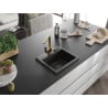 Mexen Milo granite sink single bowl with Rita kitchen tap, black/gold metallic - 6505-75-670300-50-B