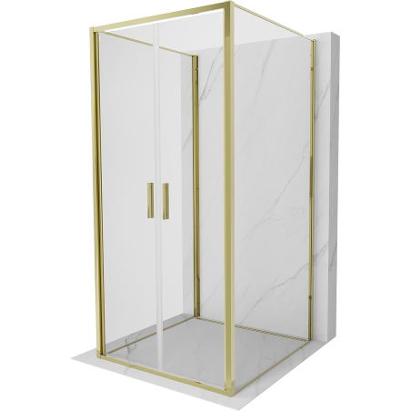 Mexen Exo-B Duo 3S 3-wall hinged shower cabin 80 x 80 cm, transparent, gold - 814-080-080-50-00-3S