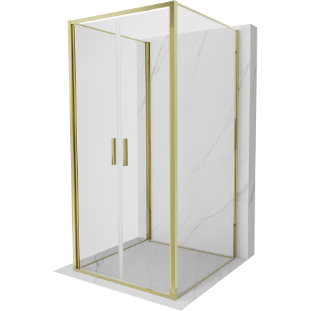 Mexen Exo-3S 3-wall hinged shower cabin 100 x 100 cm, transparent, gold - 814-100-100-50-00-3S
