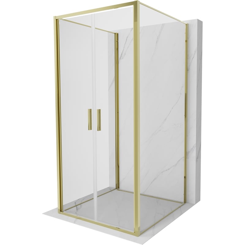Mexen Exo-3S 3-wall shower cabin swing 110 x 110 cm, transparent, gold - 814-110-110-50-00-3S
