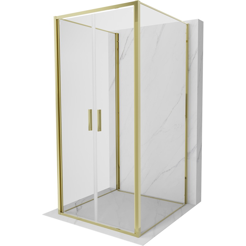 Mexen Exo-B Duo 3S 3-sided Swing Shower Enclosure 110 x 110 cm, Transparent, Gold - 814-110-110-50-00-3S