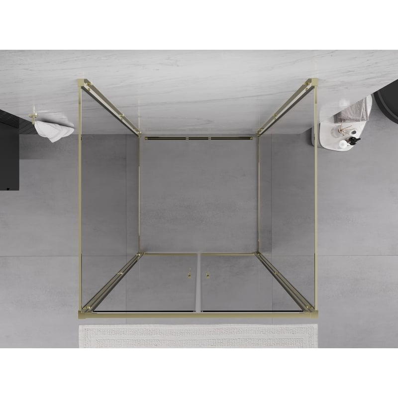 Mexen Exo-3S 3-wall shower cabin swing 110 x 110 cm, transparent, gold - 814-110-110-50-00-3S