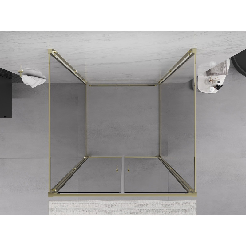 Mexen Exo-B Duo 3S 3-wall hinged shower cabin 80 x 80 cm, transparent, gold - 814-080-080-50-00-3S