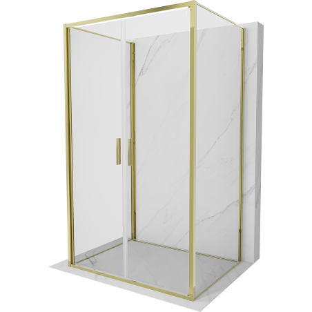 Mexen Exo-B Duo 3S 3-Sided Hinged Shower Enclosure 90 x 70 cm, Transparent, Gold - 814-090-070-50-00-3S