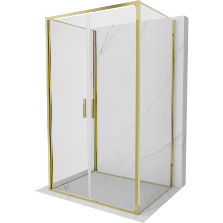 Mexen Exo-3S 3-wall hinged shower cabin 70 x 75 cm, transparent, gold - 814-070-075-50-00-3S