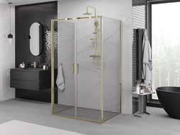 Mexen Exo-B Duo 3S 3-sided hinged shower cabin 70 x 80 cm, transparent, gold - 814-070-080-50-00-3S