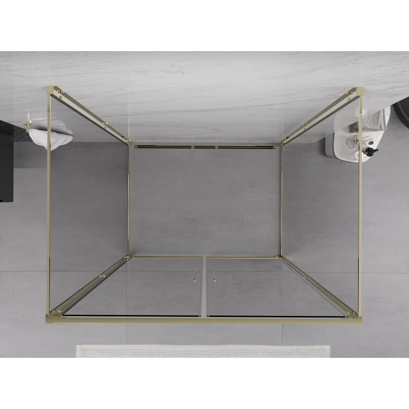 Mexen Exo-3S 3-wall pivot shower enclosure 90 x 70 cm, transparent, gold - 814-090-070-50-00-3S