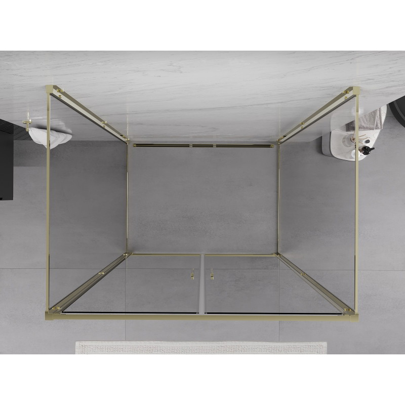 Mexen Exo-B Duo 3S 3-Sided Hinged Shower Enclosure 90 x 70 cm, Transparent, Gold - 814-090-070-50-00-3S