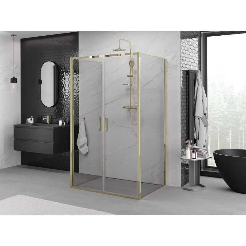 Mexen Exo-B Duo 3S 3-wall pivot shower cabin 100 x 85 cm, transparent, gold - 814-100-085-50-00-3S