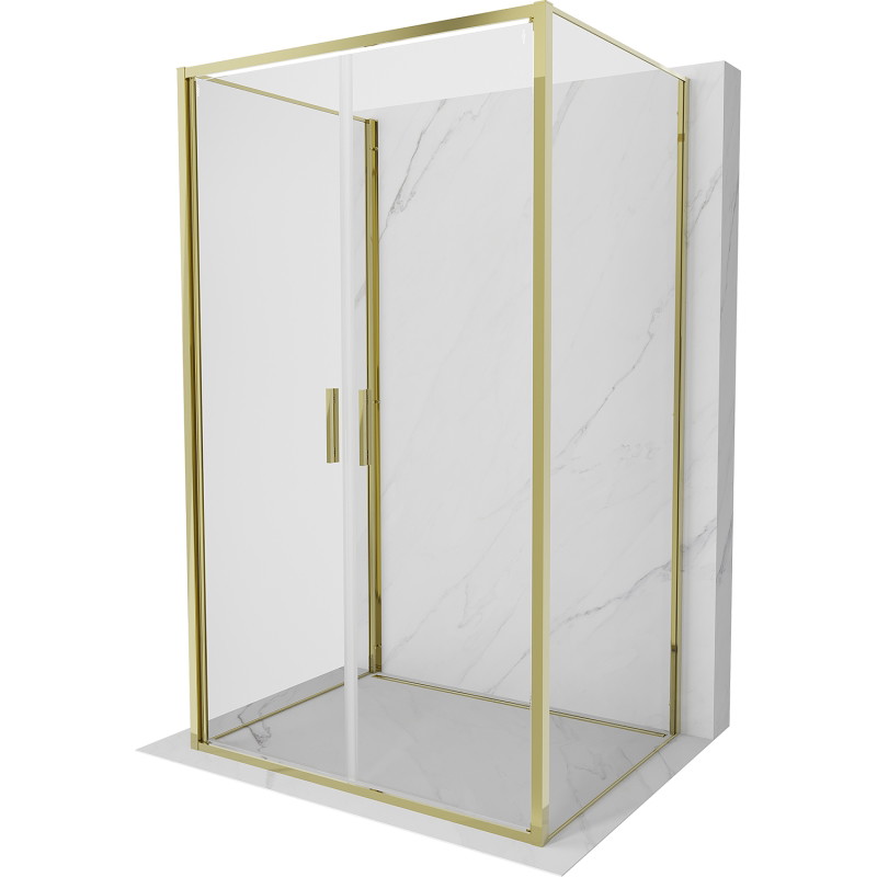 Mexen Exo-B Duo 3S 3-sided Pivot Shower Cabin 90 x 100 cm, Transparent, Gold - 814-090-100-50-00-3S