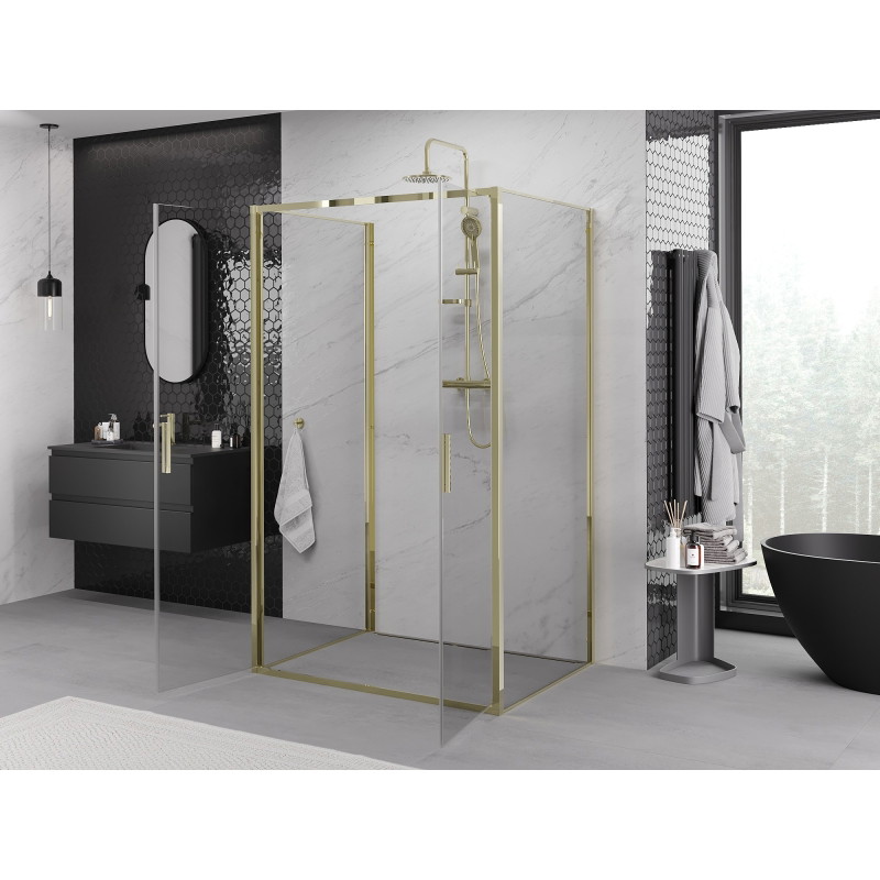 Mexen Exo-B Duo 3S 3-sided Pivot Shower Cabin 90 x 100 cm, Transparent, Gold - 814-090-100-50-00-3S
