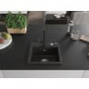 Mexen Milo 1-bowl granite kitchen sink with Rita tap, black/gold metallic - 6505-75-670300-70