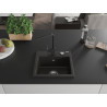 Mexen Milo granite kitchen sink 1-bowl with Rita kitchen faucet, black/golden metallic - 6505-75-670300-70