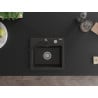 Mexen Milo 1-bowl granite kitchen sink with Rita tap, black/gold metallic - 6505-75-670300-70