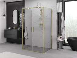 Mexen Exo-B Duo 3S 3-wall hinged shower enclosure 90 x 120 cm, transparent, gold - 814-090-120-50-00-3S
