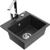 Mexen Milo single-bowl granite sink with Rita kitchen faucet, black speckled - 6505-76-670300-00