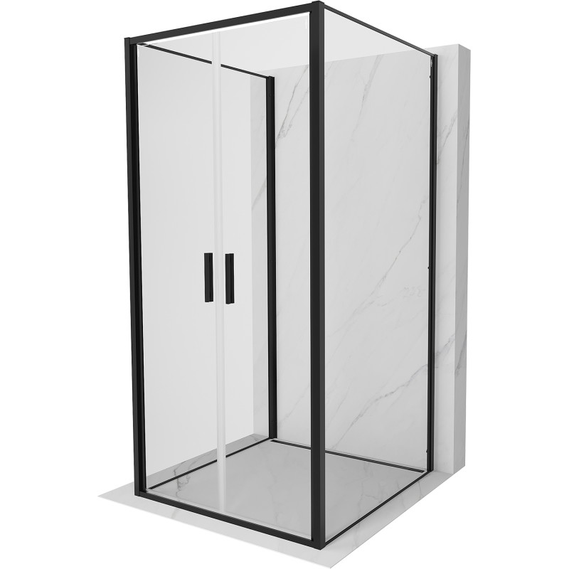 Mexen Exo-B Duo 3S 3-Sided Hinged Shower Enclosure 80 x 80 cm, Transparent, Black - 814-080-080-70-00-3S