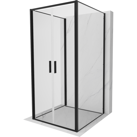 Mexen Exo-B Duo 3S 3-Sided Hinged Shower Enclosure 80 x 80 cm, Transparent, Black - 814-080-080-70-00-3S