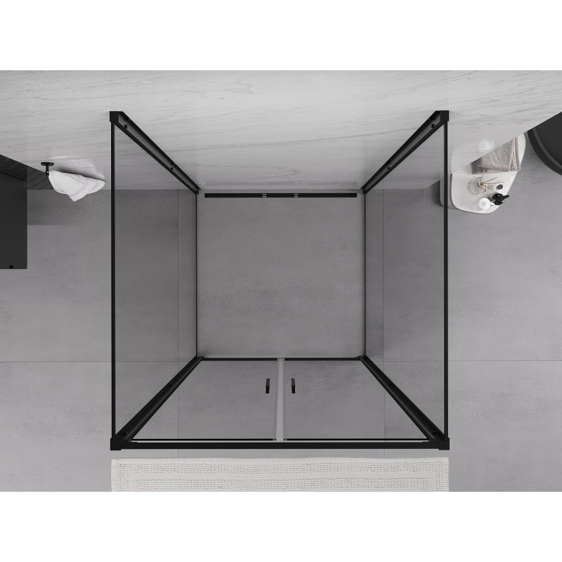 Mexen Exo-B Duo 3S 3-Sided Hinged Shower Enclosure 80 x 80 cm, Transparent, Black - 814-080-080-70-00-3S