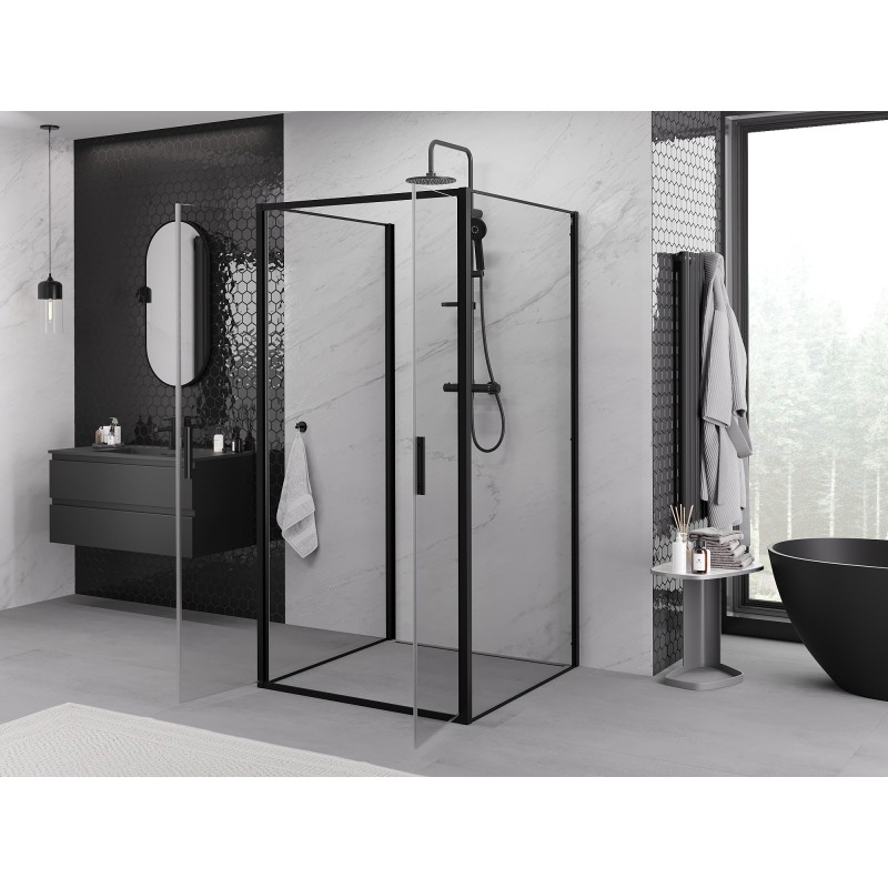 Mexen Exo-B Duo 3S 3-Sided Hinged Shower Enclosure 80 x 80 cm, Transparent, Black - 814-080-080-70-00-3S