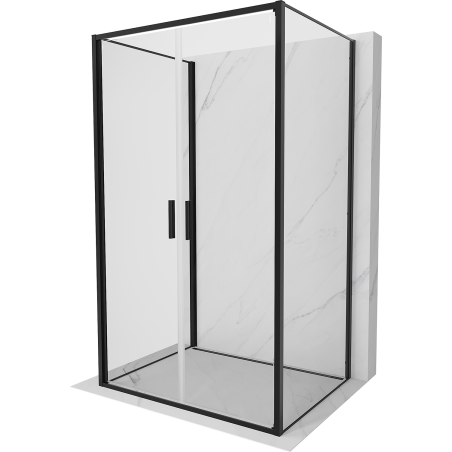 Mexen Exo-B Duo 3S 3-walled swing shower cabin 80 x 75 cm, transparent, black - 814-080-075-70-00-3S