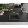 Mexen Milo granite kitchen sink 1-bowl with kitchen faucet Rita, black speckled - 6505-76-670300-50