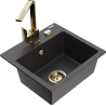 Mexen Milo 1-Bowl Granite Sink with Rita Kitchen Tap, Black Speckled - 6505-76-670300-50