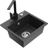 Mexen Milo 1-compartment granite sink with a kitchen mixer tap Rita, spotted black - 6505-76-670300-70