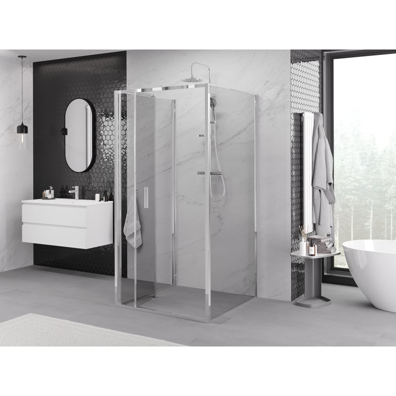 Mexen Exo-F 3S 3-wall folding shower enclosure 100 x 100 cm, transparent, chrome - 816-100-100-01-00-3S