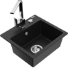 Mexen Milo 1-Bowl Granite Kitchen Sink with Rita Faucet, Black - 6505-77-670300-00