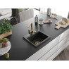 Mexen Milo granite single-bowl sink with kitchen faucet Rita, black - 6505-77-670300-50