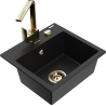 Mexen Milo 1-compartment granite sink with a kitchen mixer tap Rita, Black - 6505-77-670300-50