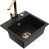 Mexen Milo granite kitchen sink 1-bowl with Rita kitchen faucet, black - 6505-77-670300-50