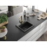 Mexen Milo 1-bowl granite sink with Rita kitchen faucet, black - 6505-77-670300-50-B
