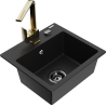 Mexen Milo 1-bowl granite sink with Rita kitchen faucet, black - 6505-77-670300-50-B