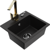 Mexen Milo 1-compartment granite sink with a kitchen mixer tap Rita, Black - 6505-77-670300-50-B