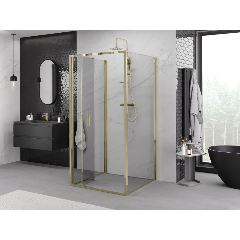 Mexen Exo-F 3S 3-sided folding shower cabin 70 x 70 cm, transparent, gold - 816-070-070-50-00-3S