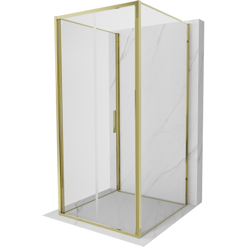 Mexen Exo-F 3S 3-sided folding shower enclosure 90 x 90 cm, transparent, gold - 816-090-090-50-00-3S