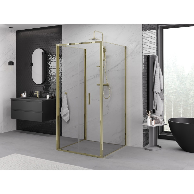 Mexen Exo-F 3S 3-sided folding shower enclosure 90 x 90 cm, transparent, gold - 816-090-090-50-00-3S