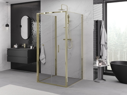 Mexen Exo-F 3S folding 3-wall shower cabin 120 x 120 cm, transparent, gold - 816-120-120-50-00-3S